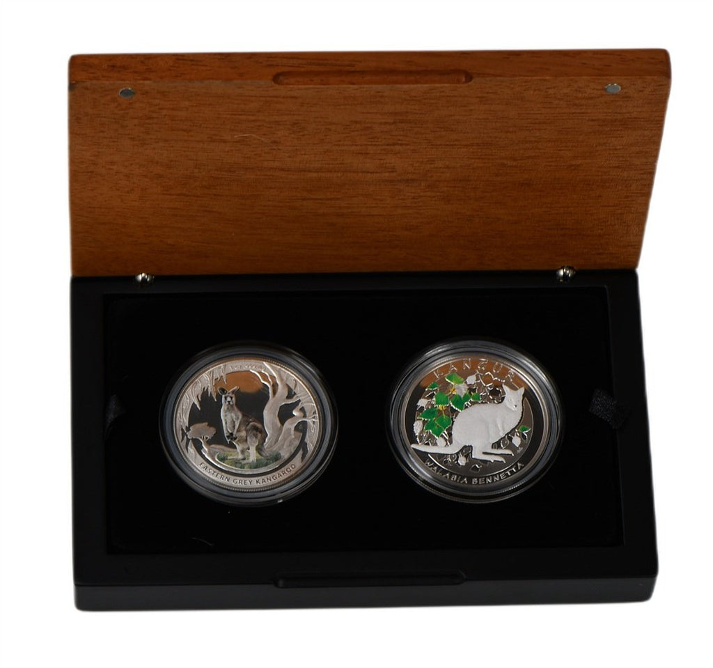 Zestaw - Kangur 20 zł + 1$ – Walabia Bennetta/Kangur olbrzymi - 2013 rok + box