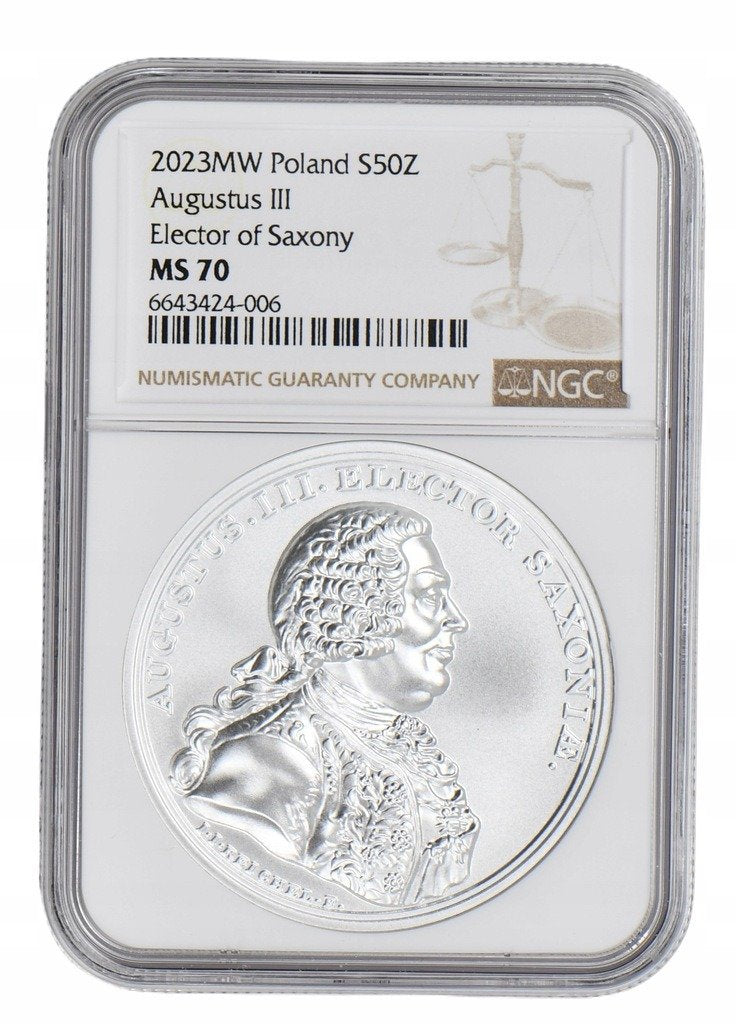 50 zł Skarby Stanisława Augusta – August III Sas - 2023 - NGC MS70