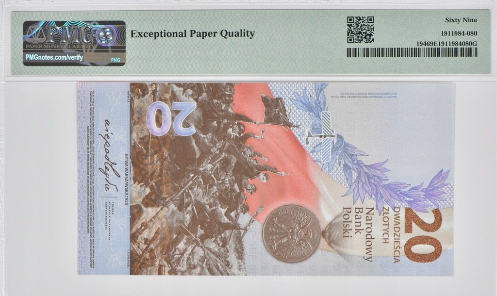 20 zł Bitwa Warszawska 1920 - 2020 rok - PMG 69 EPQ