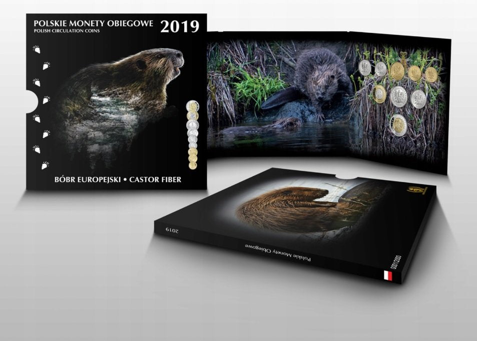 Bóbr europejski - zestaw monet obiegowych 2019