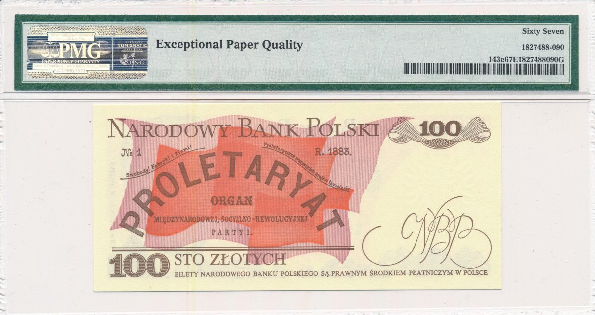 100 zł 1988 rok - seria PR - PMG 67 EPQ