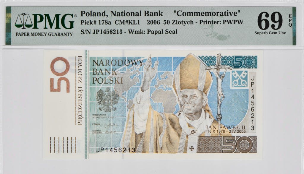 50 zł Jan Paweł II - 2006 rok - PMG 69 EPQ